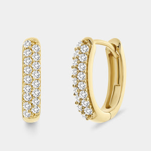 Gilded 1/2 Carat Lab-Grown Diamond Pavé Oval-Shaped Huggie Hoops