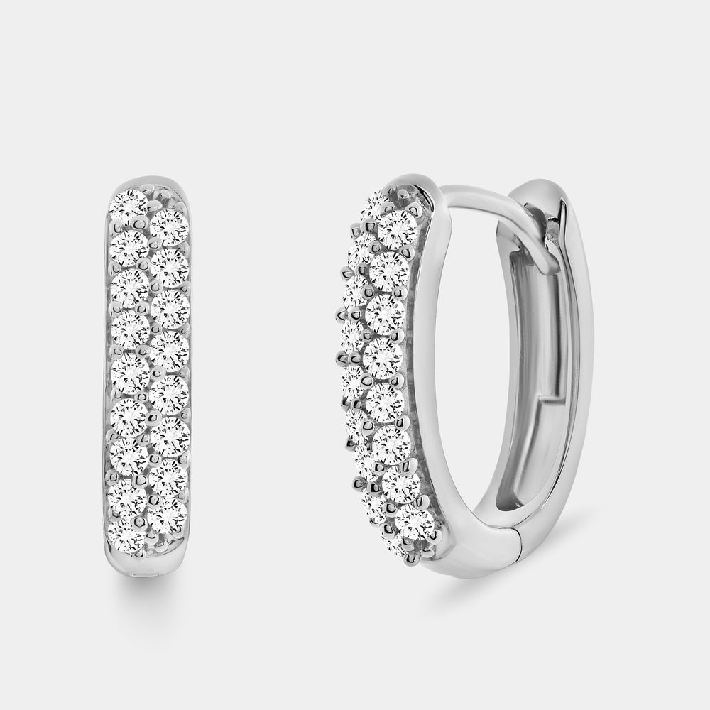 Gilded 1/2 Carat Lab-Grown Diamond Pavé Oval-Shaped Huggie Hoops