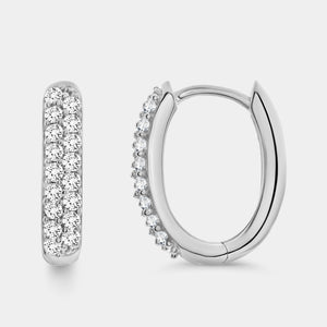 Gilded 1/2 Carat Lab-Grown Diamond Pavé Oval-Shaped Huggie Hoops
