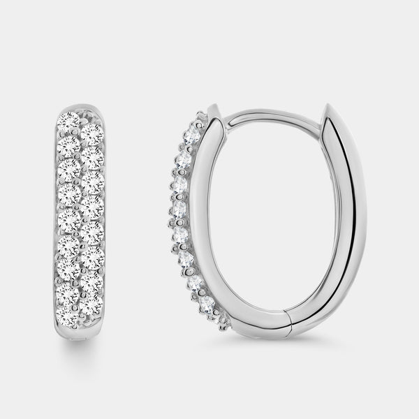 Gilded 1/2 Carat Lab-Grown Diamond Pavé Oval-Shaped Huggie Hoops