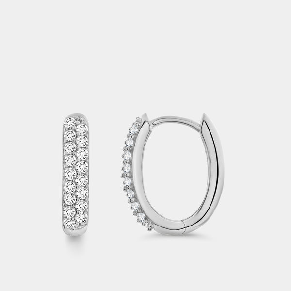 Gilded 1/2 Carat Lab-Grown Diamond Pavé Oval-Shaped Huggie Hoops