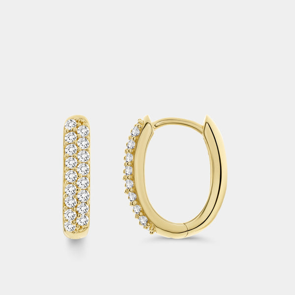 Gilded 1/2 Carat Lab-Grown Diamond Pavé Oval-Shaped Huggie Hoops