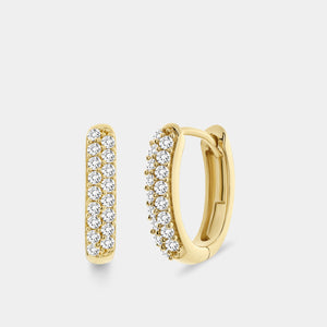 Gilded 1/2 Carat Lab-Grown Diamond Pavé Oval-Shaped Huggie Hoops