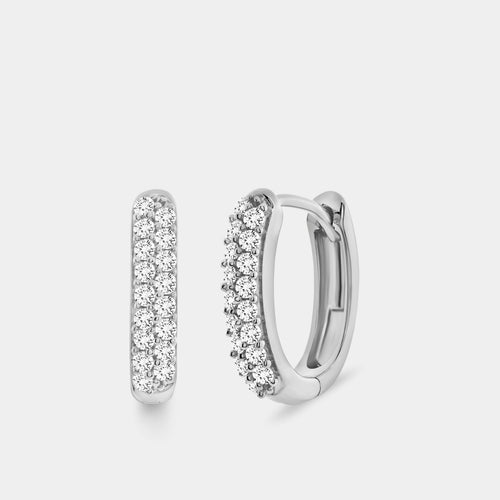 Gilded 1/2 Carat Lab-Grown Diamond Pavé Oval-Shaped Huggie Hoops