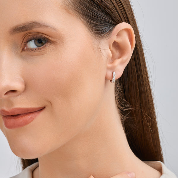 Gilded 1/3 Carat Lab-Grown Diamond Pavé Oval-Shaped Huggie Hoops