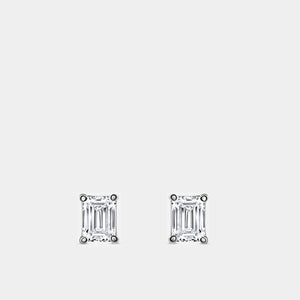 Gilded 1 and 1/2 Carat Lab-Grown Diamond Emerald-Cut Classic Solitaire Studs
