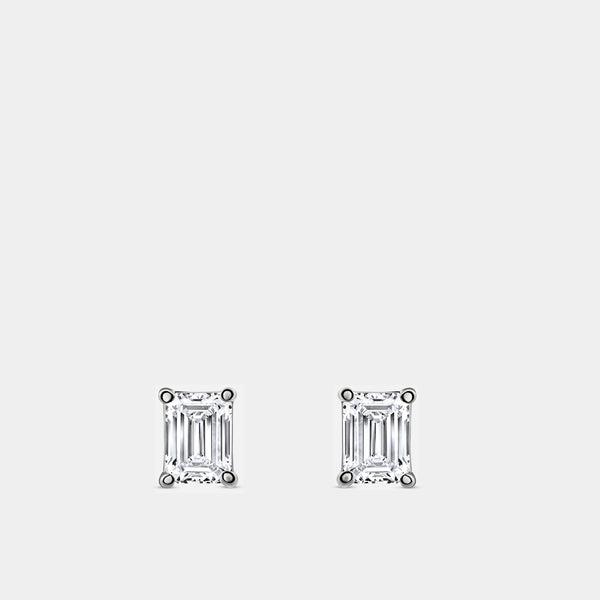 Gilded 1 and 1/2 Carat Lab-Grown Diamond Emerald-Cut Classic Solitaire Studs