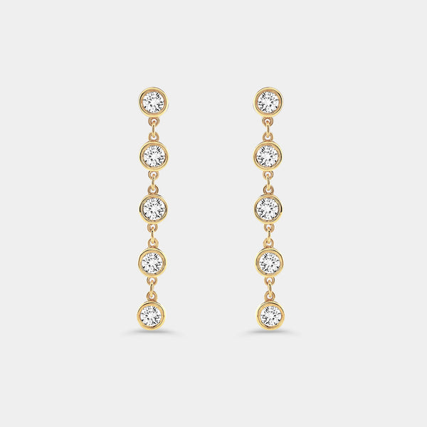 2 Carat Lab-Grown Diamond Bezel-Set Drop Earrings — GILDED New York
