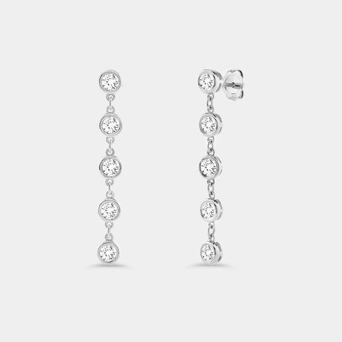 Gilded 2 Carat Lab-Grown Diamond Bezel-Set Drop Earrings