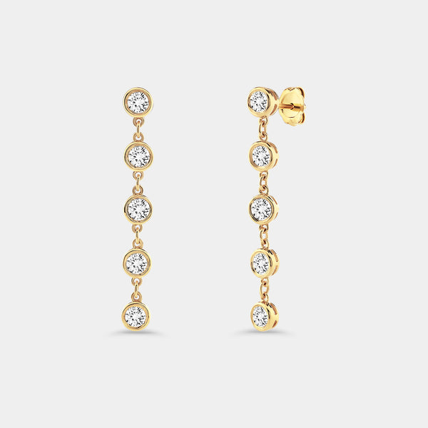 2 Carat Lab-Grown Diamond Bezel-Set Drop Earrings — GILDED New York