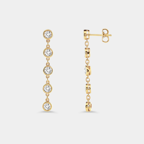 2 Carat Lab-Grown Diamond Bezel-Set Drop Earrings — GILDED New York