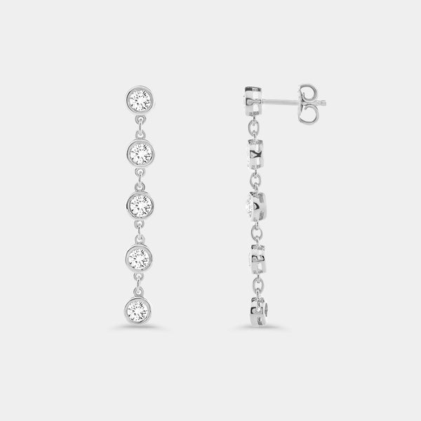 2 Carat Lab-Grown Diamond Bezel-Set Drop Earrings — GILDED New York