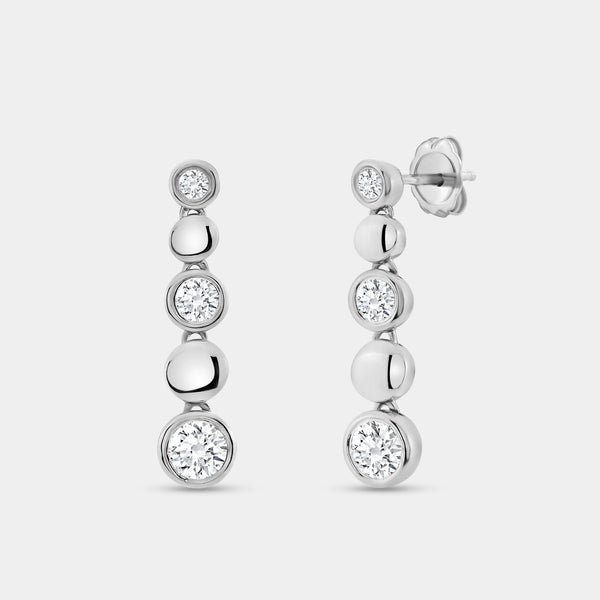 1 Carat Lab-Grown Diamond Drop Earrings with High-Polish Metal Beads and Bezel-Set Stones — GILDED New York