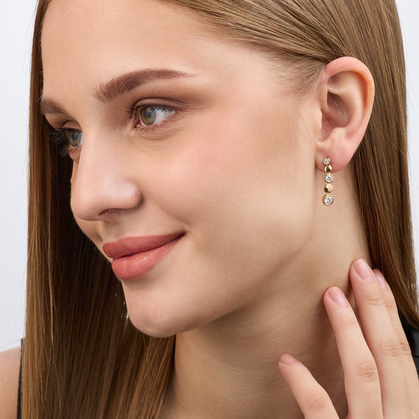 1 Carat Lab-Grown Diamond Drop Earrings with High-Polish Metal Beads and Bezel-Set Stones — GILDED New York