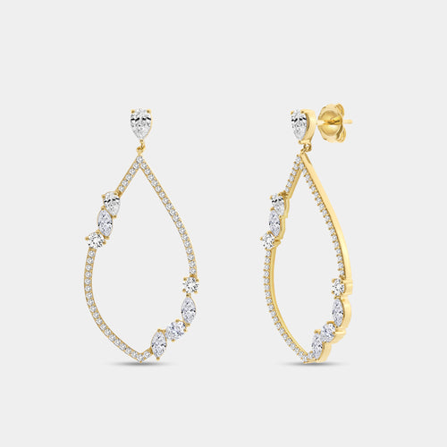 Gilded 2 and 1/4 Carat Lab-Grown Diamond Pear-Shaped Dangle Earrings