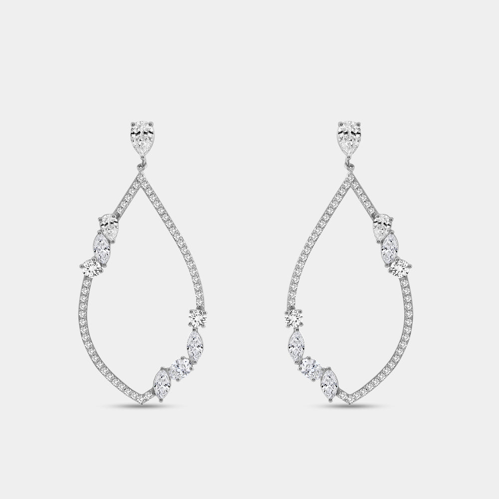 Gilded 2 and 1/4 Carat Lab-Grown Diamond Pear-Shaped Dangle Earrings