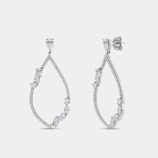 Gilded 2 and 1/4 Carat Lab-Grown Diamond Pear-Shaped Dangle Earrings
