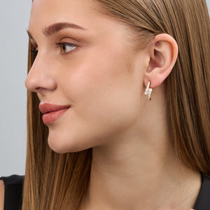 Gilded 1 and 1/2 Carat Lab-Grown Diamond Round-Shaped J-Hoops