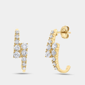Gilded 1 and 1/2 Carat Lab-Grown Diamond Round-Shaped J-Hoops