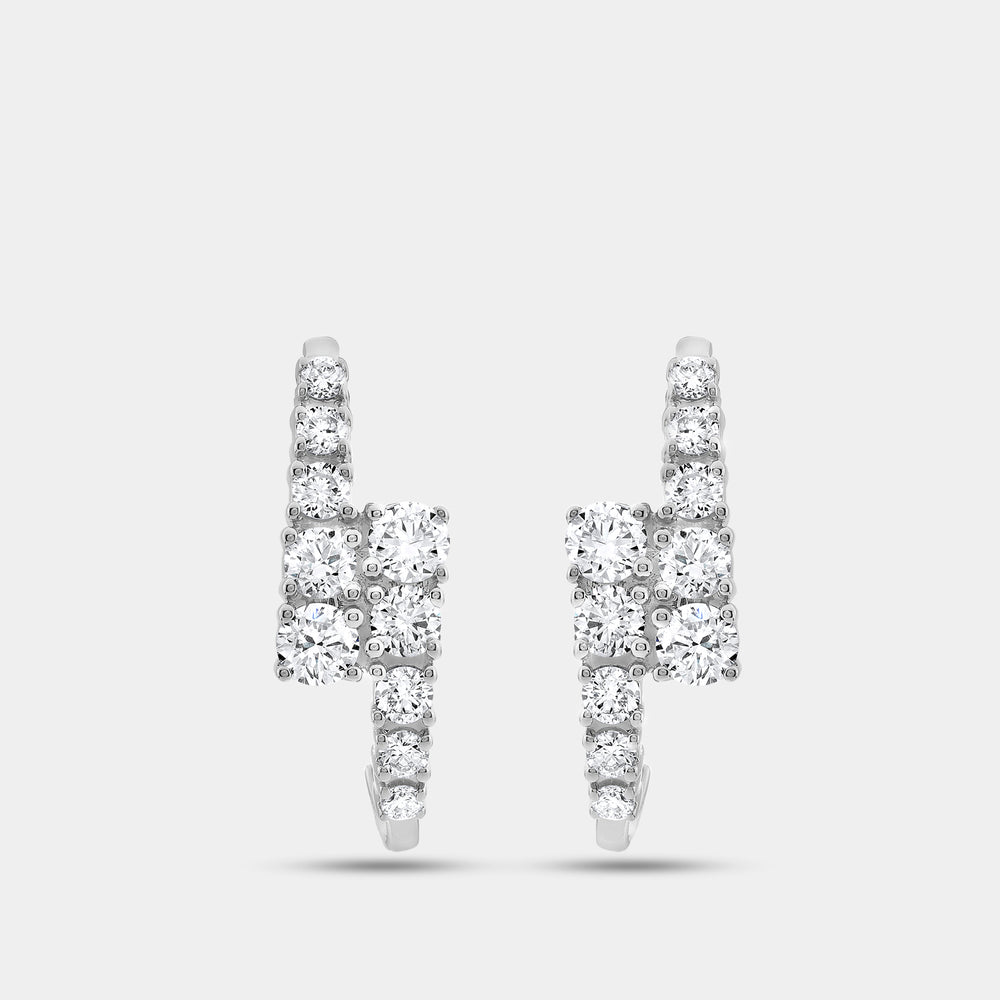 Gilded 1 and 1/2 Carat Lab-Grown Diamond Round-Shaped J-Hoops