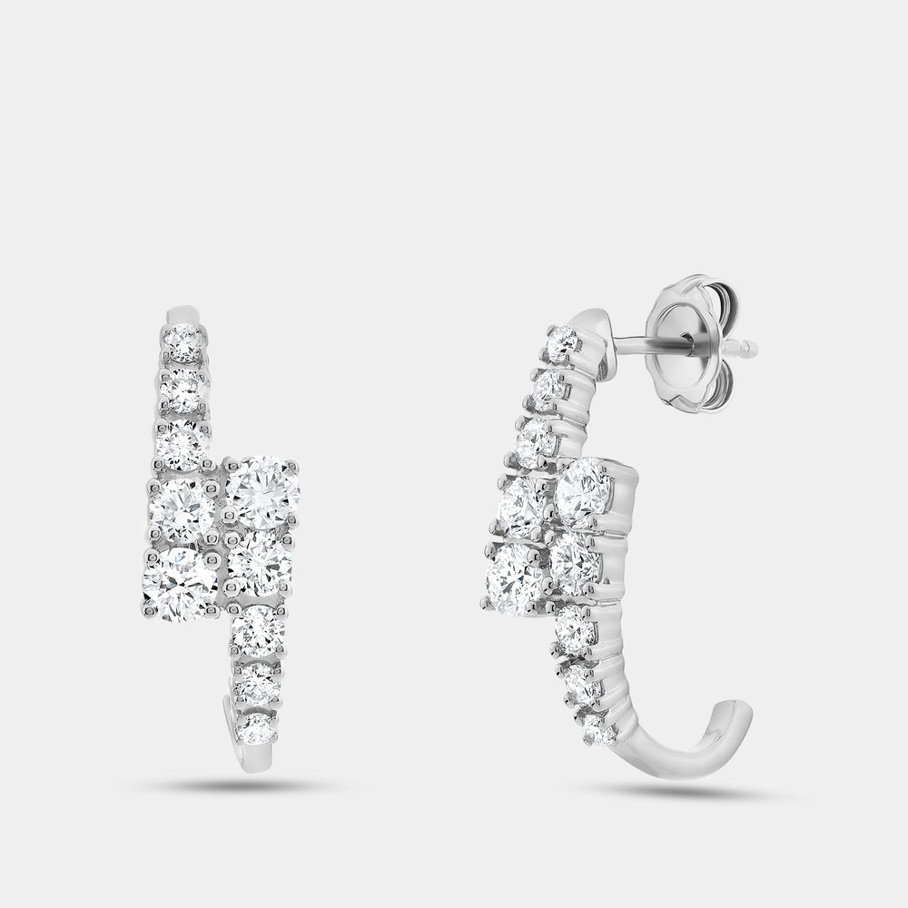Gilded 1 and 1/2 Carat Lab-Grown Diamond Round-Shaped J-Hoops
