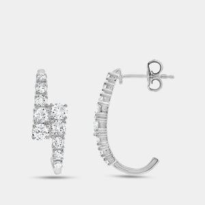Gilded 1 and 1/2 Carat Lab-Grown Diamond Round-Shaped J-Hoops