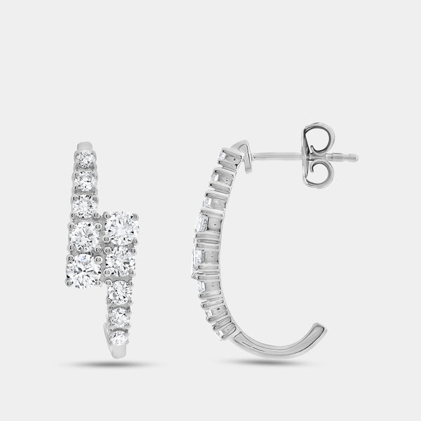 Gilded 1 and 1/2 Carat Lab-Grown Diamond Round-Shaped J-Hoops