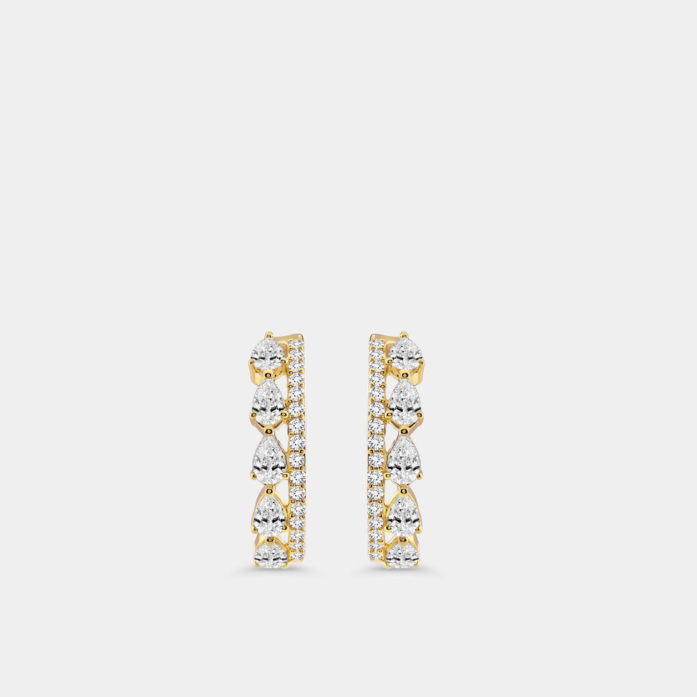 Gilded 2 Carat Lab-Grown Diamond Pear-Shaped Double Band Hoops with Round-Shaped Accents