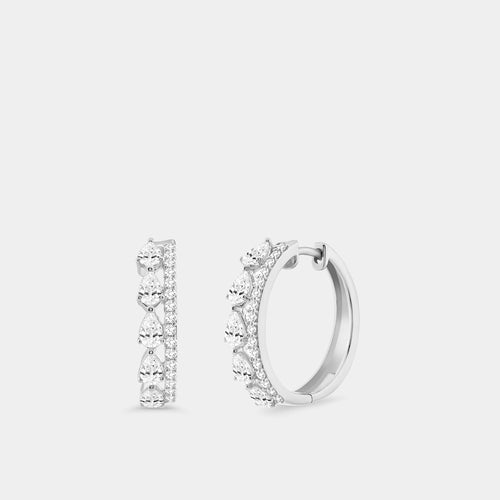 Gilded 2 Carat Lab-Grown Diamond Pear-Shaped Double Band Hoops with Round-Shaped Accents
