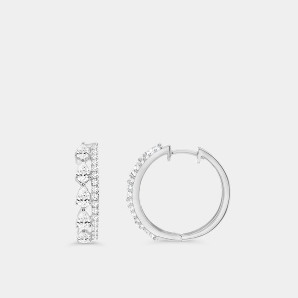 Gilded 2 Carat Lab-Grown Diamond Pear-Shaped Double Band Hoops with Round-Shaped Accents