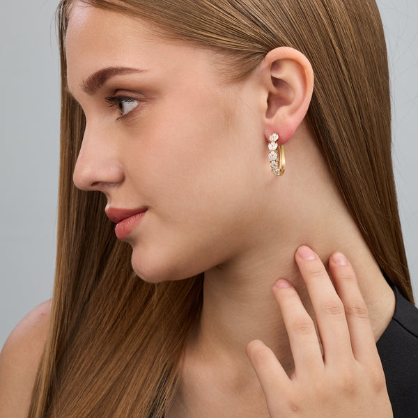 Gilded 2 and 1/2 Carat Lab-Grown Diamond Marquise-Shaped Oval Hoops