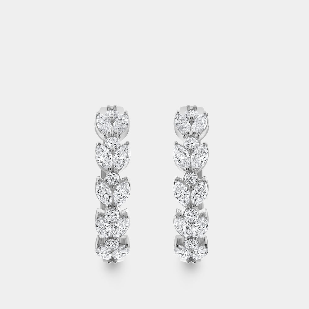 Gilded 2 and 1/2 Carat Lab-Grown Diamond Marquise-Shaped Oval Hoops