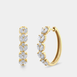 Gilded 2 and 1/2 Carat Lab-Grown Diamond Marquise-Shaped Oval Hoops