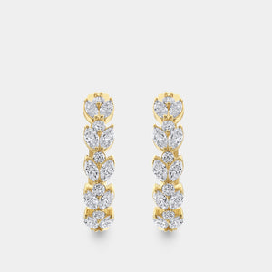 Gilded 2 and 1/2 Carat Lab-Grown Diamond Marquise-Shaped Oval Hoops