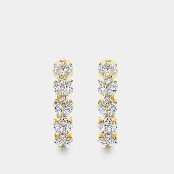 Gilded 2 and 1/2 Carat Lab-Grown Diamond Marquise-Shaped Oval Hoops