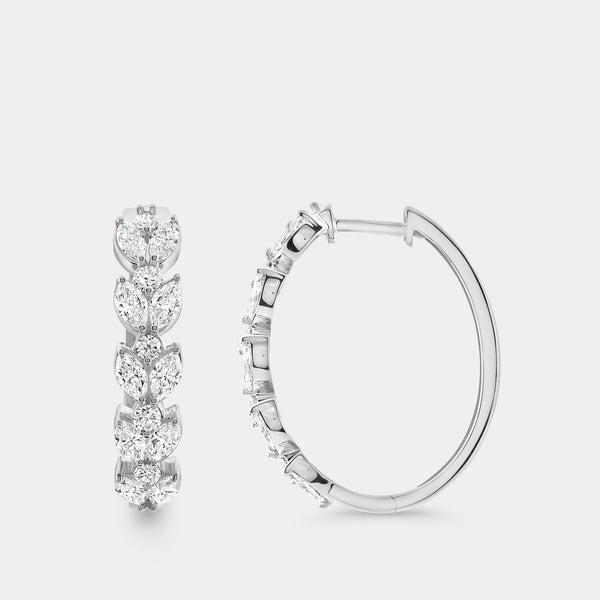 Gilded 2 and 1/2 Carat Lab-Grown Diamond Marquise-Shaped Oval Hoops