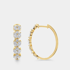 Gilded 2 and 1/2 Carat Lab-Grown Diamond Marquise-Shaped Oval Hoops