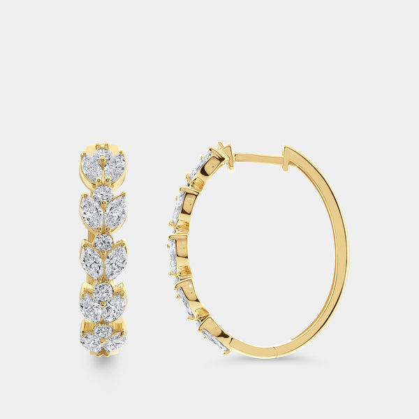 Gilded 2 and 1/2 Carat Lab-Grown Diamond Marquise-Shaped Oval Hoops