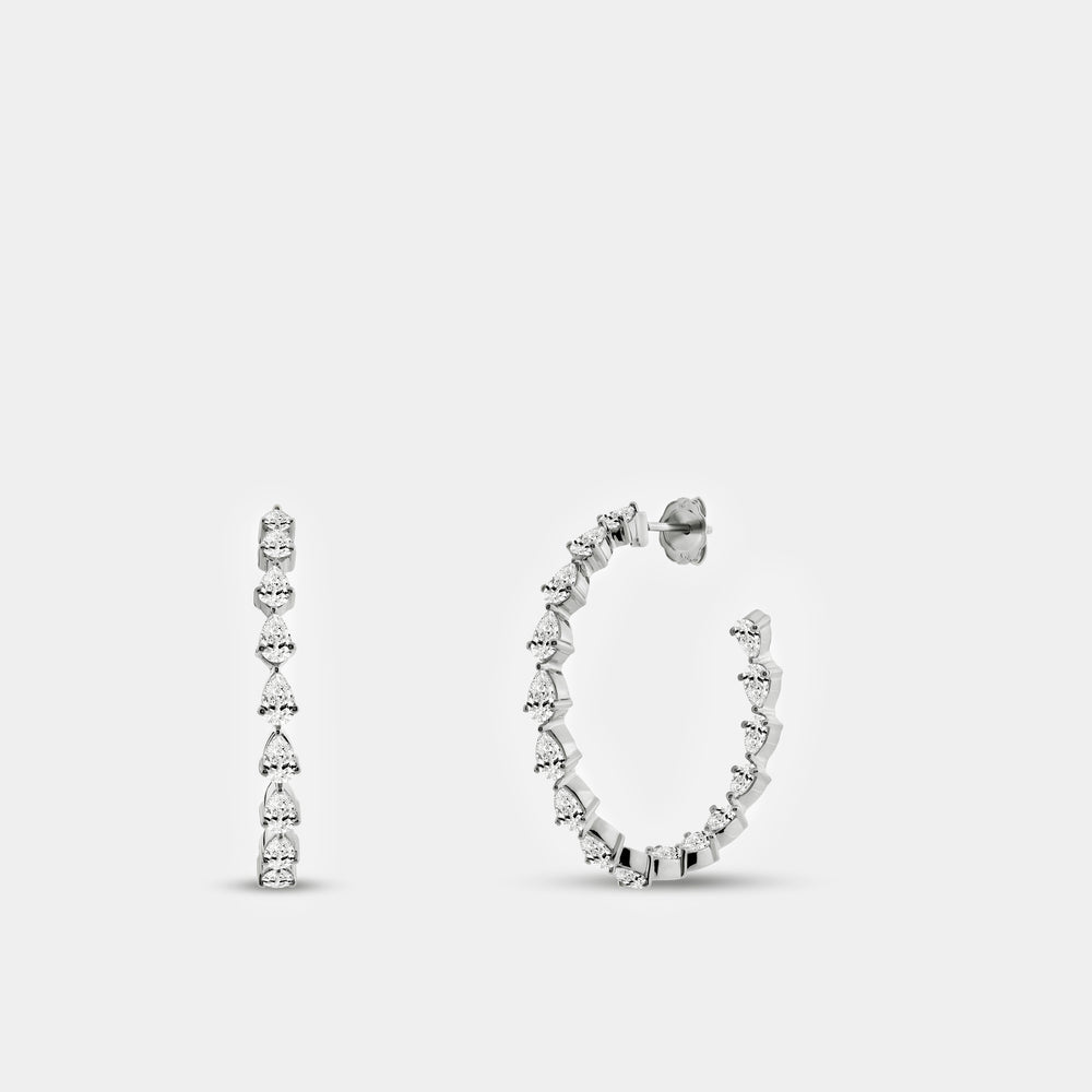 Gilded 4 and 1/2 Carat Lab-Grown Diamond Pear-Shaped Inside-Out Fancy Hoops