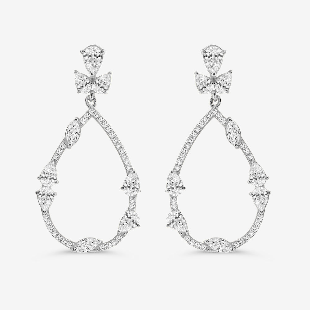 Gilded 2 and 1/2 Carat Lab-Grown Diamond Pear-Shaped Fancy Dangle Earrings