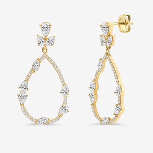 Gilded 2 and 1/2 Carat Lab-Grown Diamond Pear-Shaped Fancy Dangle Earrings