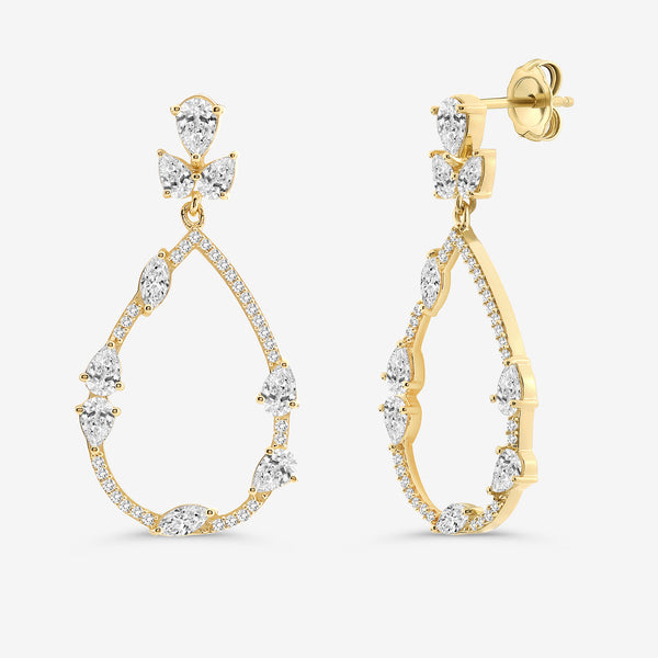 Gilded 2 and 1/2 Carat Lab-Grown Diamond Pear-Shaped Fancy Dangle Earrings