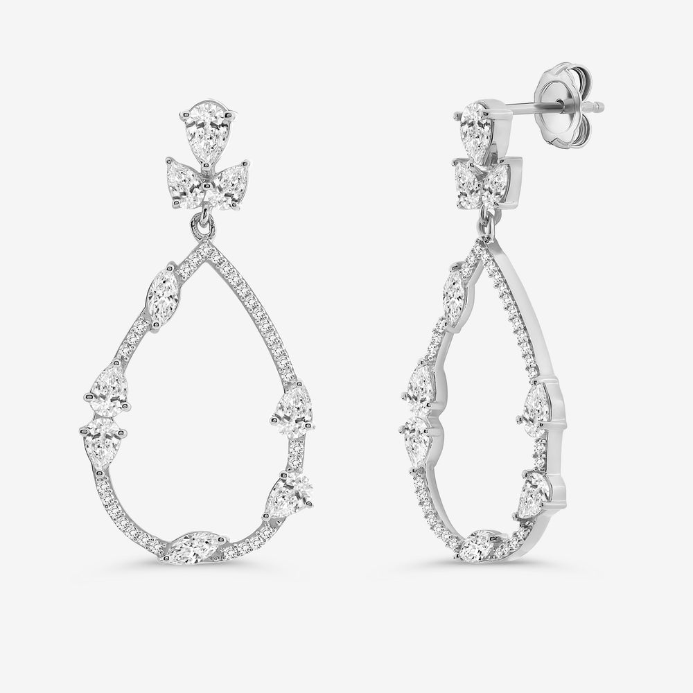 Gilded 2 and 1/2 Carat Lab-Grown Diamond Pear-Shaped Fancy Dangle Earrings