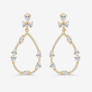 Gilded 2 and 1/2 Carat Lab-Grown Diamond Pear-Shaped Fancy Dangle Earrings