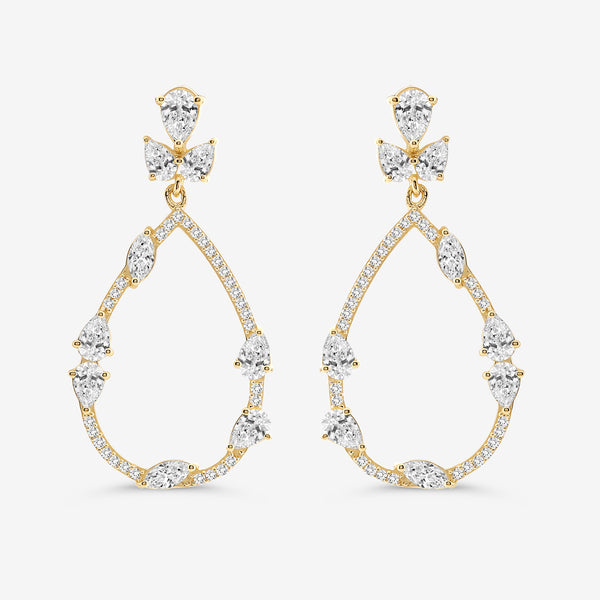 Gilded 2 and 1/2 Carat Lab-Grown Diamond Pear-Shaped Fancy Dangle Earrings