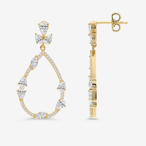 Gilded 2 and 1/2 Carat Lab-Grown Diamond Pear-Shaped Fancy Dangle Earrings
