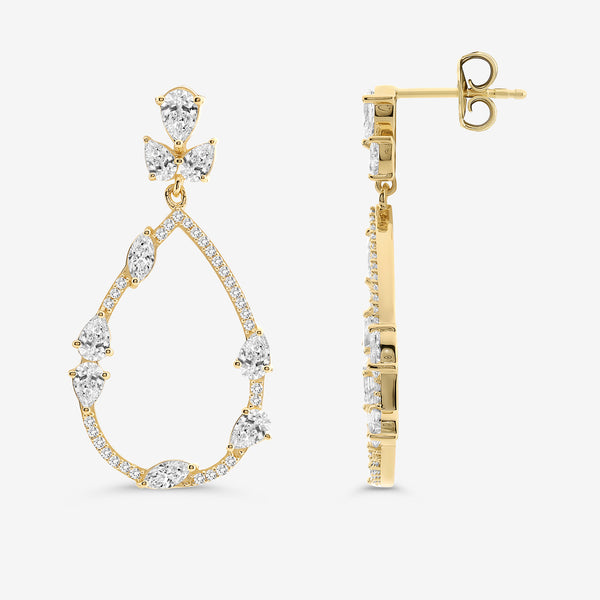 Gilded 2 and 1/2 Carat Lab-Grown Diamond Pear-Shaped Fancy Dangle Earrings