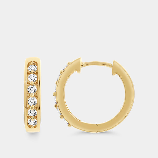 Gilded 1/4 Carat Lab-Grown Diamond Cute Channel-Set Huggie Hoops