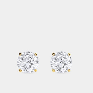 Gilded 6 Carat Lab-Grown Diamond Round-Shaped Classic Solitaire Studs
