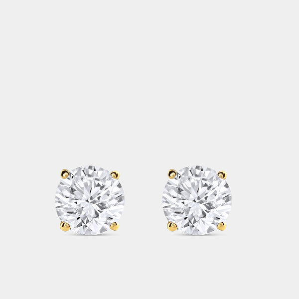 6 Carat Lab-Grown Diamond Round-Shaped Classic Solitaire Studs — GILDED New York